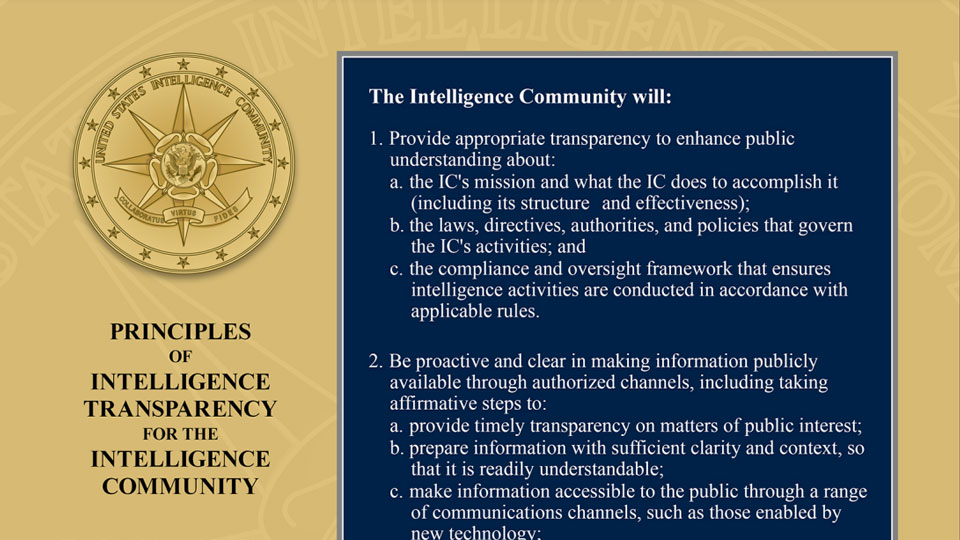 Principles of Intelligence Transparency for the IC
